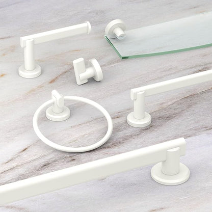 Gatco 5486 Locke Glass Shelf, Matte White/Wall Mounted 20.13" X 5.38" Tempered/Floating Rectangle Glass Shelf for Bathroom