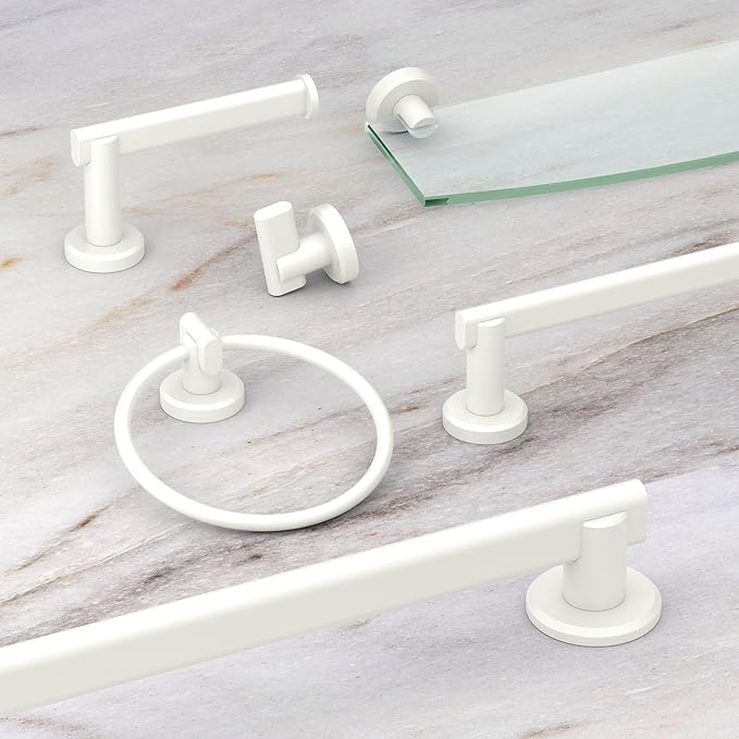 Gatco 5485 Locke Single Robe Hook, Wall Mounted Hook for Bathroom Towels & Robes, Matte White