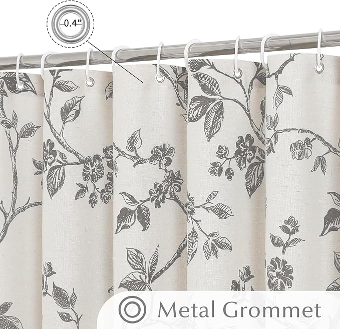 MitoVilla Small Stall Cotton Floral Shower Curtain for Bathroom,54 x 72 | Narrow BoHo Cottagecore Spring Shower Curtains, Modern Farmhouse Country Plant Leaves Bathroom Décor, 54 x 72