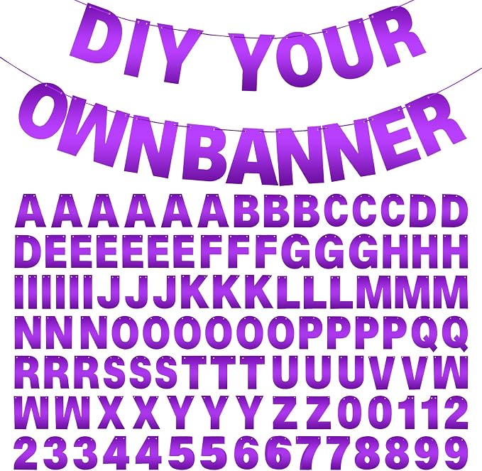 DIY Banner Kit with Letters Bright Purple Customizable Birthday Banners Graduation Banner Custom Party Hanging Banners for Graduation Wedding Party Baby Shower Decoration (Bright Purple)