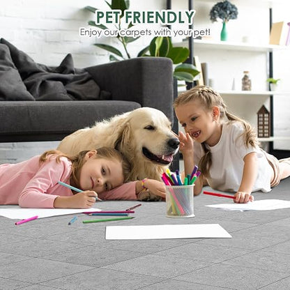 VallisCo 30-Piece Peel and Stick Floor Tiles, 12x12 Covers 30 Sq. Ft. Waterproof Vinyl Flooring, Renter-Friendly Self-Adhesive Floor Stickers for Kitchen, Bathroom, Basement & Home DIY Medium Grey