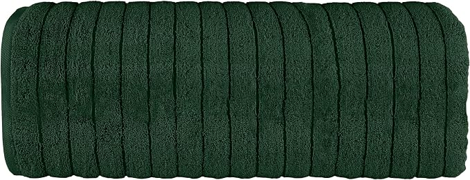 Elegant Comfort 100% Turkish Cotton Corduroy Ribbed Luxury Jumbo Bath Towel Ultra Soft - 35 x 70 Inch - Luxury Spa Premium Hotel Quality Highly Absorbent and Quick Dry Large Bath Towel, Hunter Green