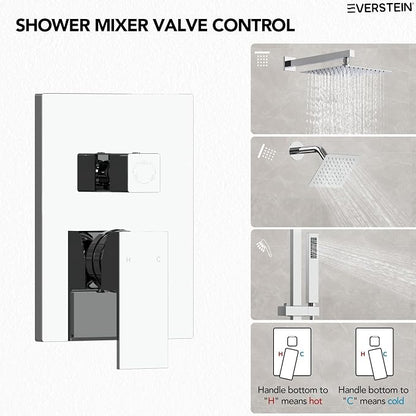 10" High-Pressure Rainfall Shower Faucet with Handheld Spray, Wall Mount Dual Shower Head System with Slide Bar (Polished Chrome)