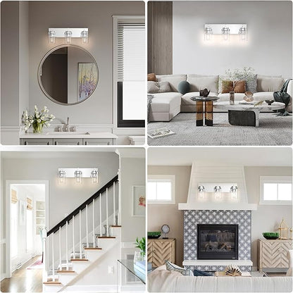 Espird Chrome Light Fixtures, 3 Light Bathroom Vanity Light with Clear Glass Shade, 22in Modern Vanity Light, Bathroom Lighting Fixtures Over Mirror for Living Room