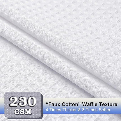 OVZME Stall Fabric Shower Curtain Set - 36x72, Waffle Weave 230GSM Heavy Duty Small White Shower Curtains for Narrow Stall Size, Machine Washable Bath Curtain with 12 Plastic Hooks, 36x72 Inch
