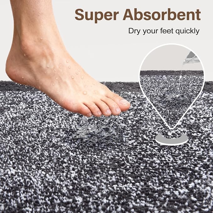 48x32 Large Bathroom Rugs Washable Non Slip, Dark Grey Bath Mat for Bathroom Floor Tub, Soft Absorbent Quick Dry Mats for Shower, Bathtub,Home Decor