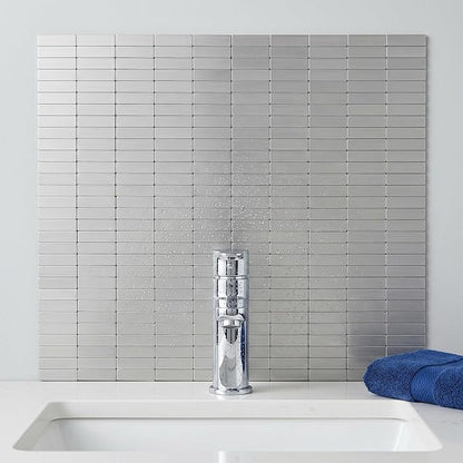 XUANINY Peel and Stick Tile Backsplash Wall Tiles, Stainless Steel, 8-Pack | Self-Adhesive, Easy to Install, Aluminum Mosaic Sticker, For Kitchen, 11.33"x11.92" Per Sheet