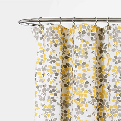 Lush Decor Weeping Flower Shower Curtain 72"W x 72"L Yellow & Gray - Fabric Shower Curtains for Bathroom - Floral Bathroom Curtain - Cottage Core Decor