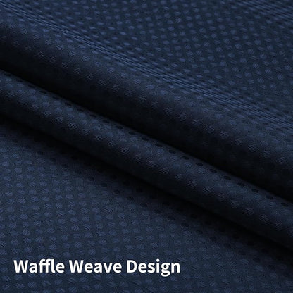 Colorful Star Navy Blue No Hook Waffle Shower Curtain Set, 72" W x 87" L | Waterproof Shower Curtain with Snap in Fabric Liner and Mesh Top Window, Hotel Style Heavy Duty Thick Bathroom Curtain