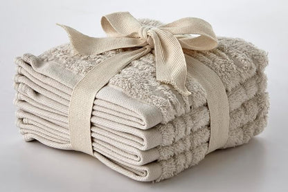 SKL Home CloudSoft Washcloth Set, 4-Piece, 100% Cotton Luxury, Oatmeal | Premium spa-level quality. 520 GSM weight. Ultra plush & absorbent.
