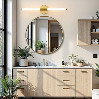 LED Bathroom Light Fixtures Gold Vanity Lights Modern 24" | 360° Bright Bathroom Light, Dimmable Vanity Light, Hardwired Wall Sconce 3000K Warm White for Mirror