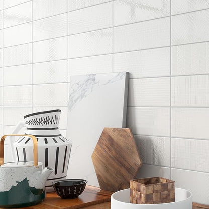M S International Urbano Pure 3D Mix Glossy Ceramic Subway Tile for Bathroom, Kitchen Backsplash, Accent Wall, and Shower