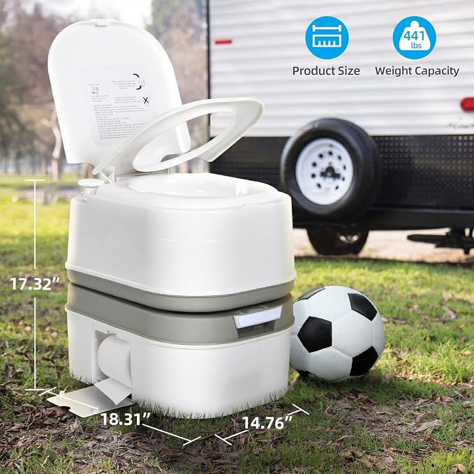 YITAHOME Portable Toilet 6.34 Gallon Camping Porta Potty with Paper | Leak-Proof Outdoor RV Porta Potty with Level Indicator, Rotating Spout, for Boating, Hiking, Trips, White