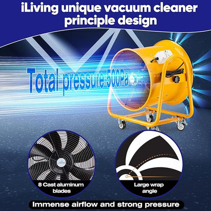 iLiving Utility High Velocity Blower, Fume Extractor, Portable Exhaust and Ventilator Fan (Utility 20")