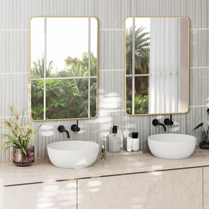 Bathroom Vanity Mirror, Gold Framed Mirror for Over Sink, 30x20 | HD glass, distortion-free for makeup and grooming, Sturdy frame, all mounting hardware, hangs horizontal or vertical