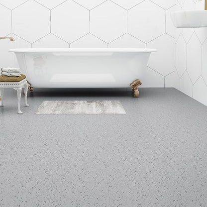 Vinyl Flooring - 12×12 inch Floor Tiles, 20 Packs Stick on Floor Tiles, 1.5mm Thick,Unique Self Adhesive Flooring for Dining Room, Kitchen,Bathroom(1.86m²,Grey Speckle)