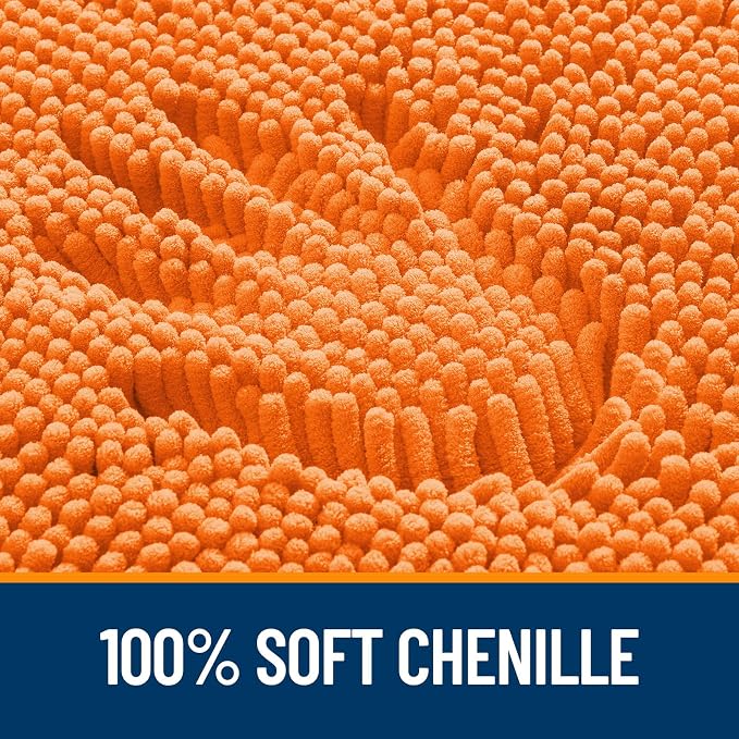 OLANLY Large Bathroom Rugs 44x32, Extra Soft Absorbent Chenille Bath Rugs | Orange, Quick-Drying Rubber Backing, Machine Washable Bath Mat for Bathroom Floor, Tub and Shower, Home Decor Accessories