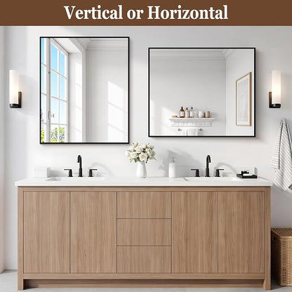 DESBING Black Bathroom Mirror for Wall, 30x36 Inch Rectangle Mirrors with Metal Frame, Modern Vanity Wall Mirror Decor for Entryway Hangs, Bathroom Living Room Horizontal or Vertical