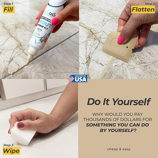 PentaUSA Premixed Tile Grout Repair - Warm Beige (8.8oz/250g) | 5 beige shades with RAL codes, premixed acrylic sanded, bathroom shower kitchen tile, water-resistant, 24-hour cure, 29 sq ft