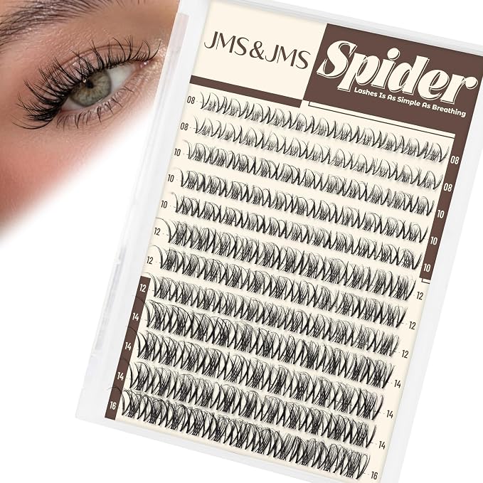 JMS&JMS Spider Lash Clusters Breeze Wispy Eyelash Clusters Natural Eyelash Extension Invisible Band D Curly 8-16mm Spider Lashes