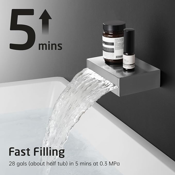 KES Bathtub Shower Faucet Set with Waterfall Tub Spout Shower System 3-Function Shower Faucets Sets Complete with 10 Inch Rain Shower Head, XB6305F18-BN