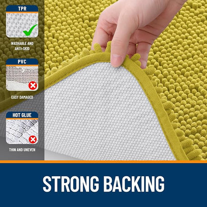OLANLY Bathroom Rugs 30x20, Extra Soft Absorbent Chenille Bath Rugs | Deep Mustard, Quick-Drying Rubber Backing, Washable Bath Mat for Bathroom Floor, Tub and Shower, Home Decor Accessories