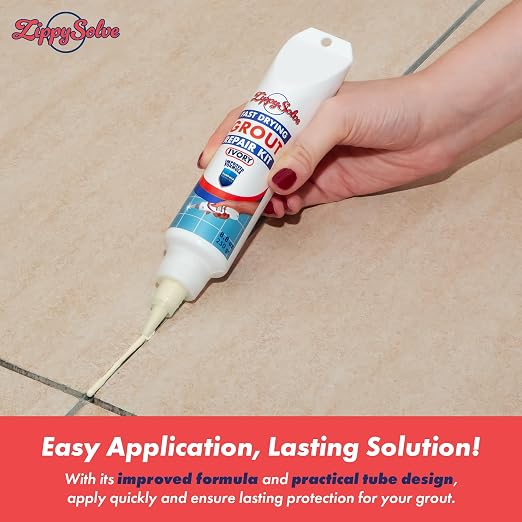 Tile Grout Repair Kit, Refresh Tile Grout Filler (8.8 oz, Ivory) | Restore & Renew Tile Joints, Fast-Drying Grout Sealer & Paint, Squeeze Tube for Bathroom, Shower & Kitchen Floors, Waterproof