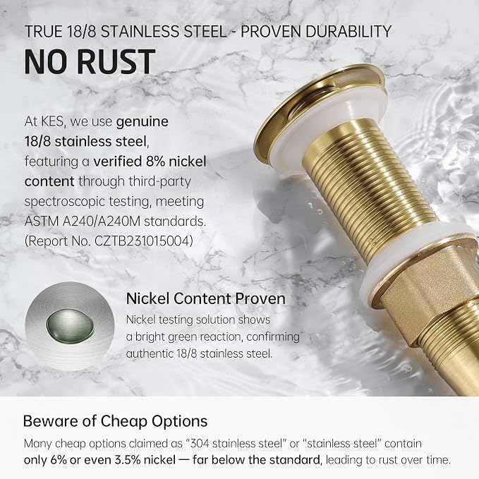 KES Sink Drain without Overflow Anti Clogging Pop Up Drain with Strainer Bathroom Sink Drain Assembly Brushed Gold, S2013D-BZ