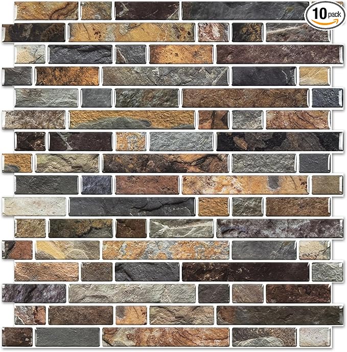 STICKGOO Peel and Stick Backsplash - 10 Sheets of 12”×12” - 3D Self Adhesive Peel and Stick Tile Backsplash for Kitchen & Bathroom