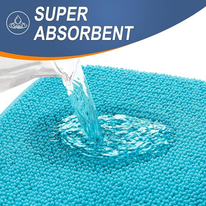 OLANLY Memory Foam Small Bathroom Rugs 24x16, Absorbent Bath Mat, Aqua Sky | Soft Quick Dry Bath Rugs, Non-Slip Carpet, Machine Washable Mat for Bathroom Floor, Tub and Shower, Home Decor Accessories