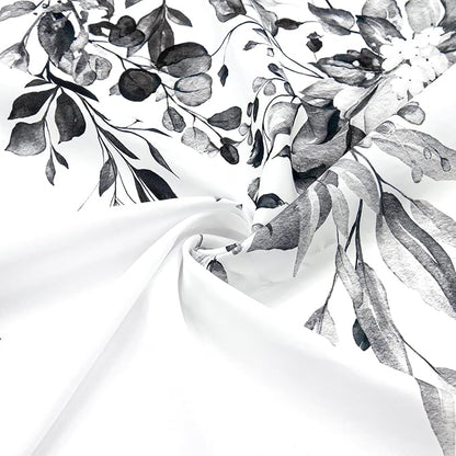Grey Eucalyptus Shower Curtain, Watercolor Floral Print, 72x90 | Watercolor Plant Leaves Floral Print, Extra Long Waterproof Fabric Bathroom Decor, Machine Washable, Rustproof Grommets