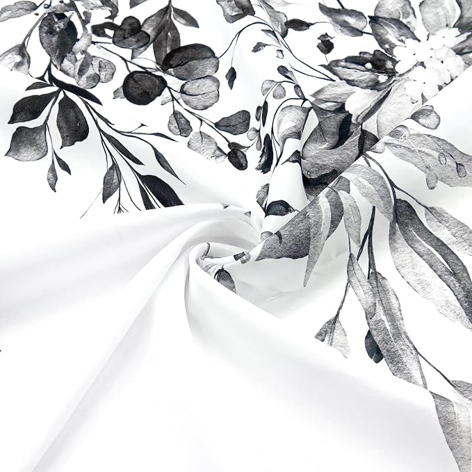 Grey Eucalyptus Shower Curtain, Watercolor Floral Print, 72x96 | Watercolor Plant Leaves Floral Print, Extra Long Waterproof Fabric Bathroom Decor, Machine Washable, Rustproof Grommets