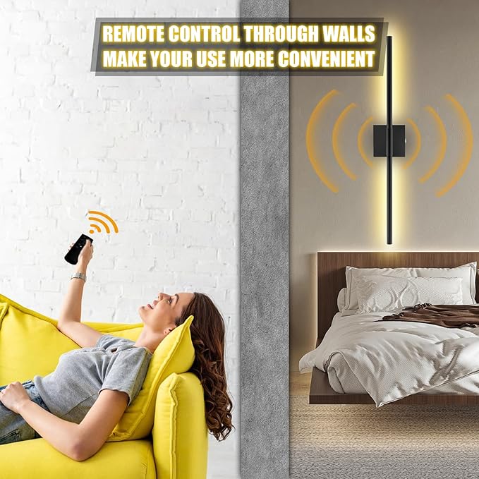 Battery Operated Wall Sconces Set of 2 Rechargeable LED Wall Lights, Dimmable 3000K-6500K, Battery Sconces Wall Decor for Bedroom Living Room Hallwayated Wall Sconce （2 Pack）