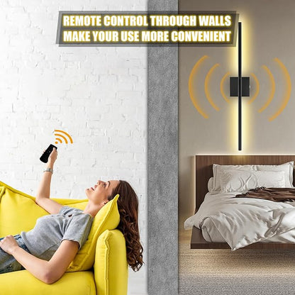 Battery Operated Wall Sconces Set of 2 Rechargeable LED Wall Lights, Dimmable 3000K-6500K, Battery Sconces Wall Decor for Bedroom Living Room Hallwayated Wall Sconce （2 Pack）