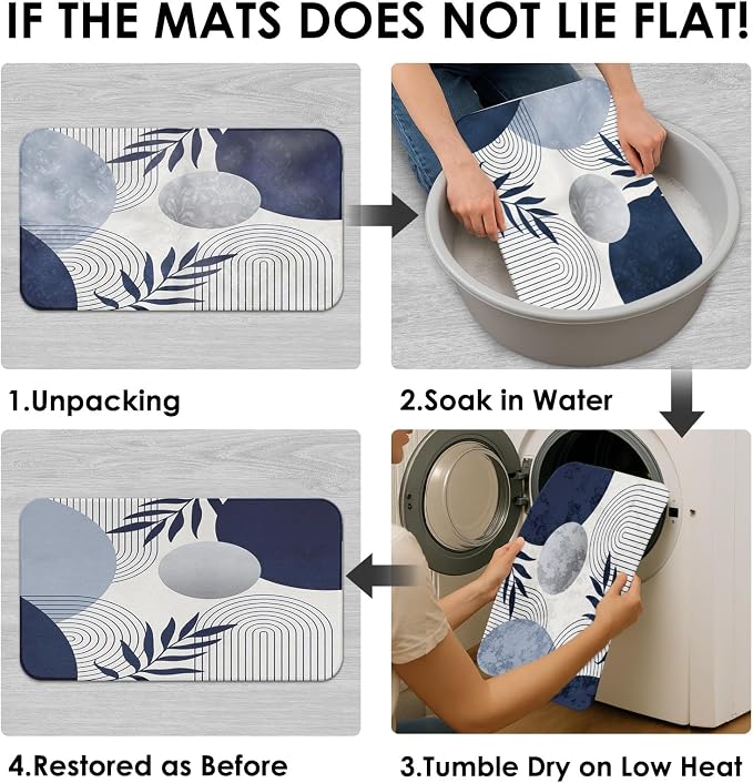 Bathroom Sets with Shower Curtain and Rugs, 4 Pcs, Boho Leaf | Abstract Mid Century Geometric Bathroom Decor Set with Toilet Lid Cover, Non-Slip Bath Mats and Accessories 12 Hooks