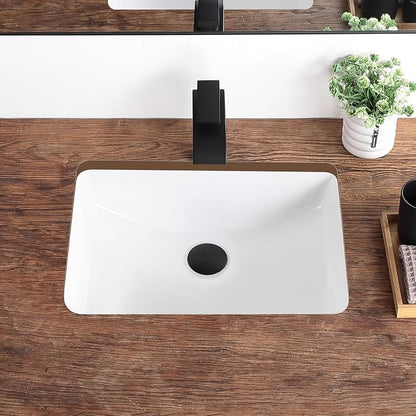 18 Inch Undermount Bathroom Sink White Ceramic Rectangular Under Counter Bathroom Sink for Cabinet Porcelain Vanity Sinks,Overflow Type (18.4"x13.0")