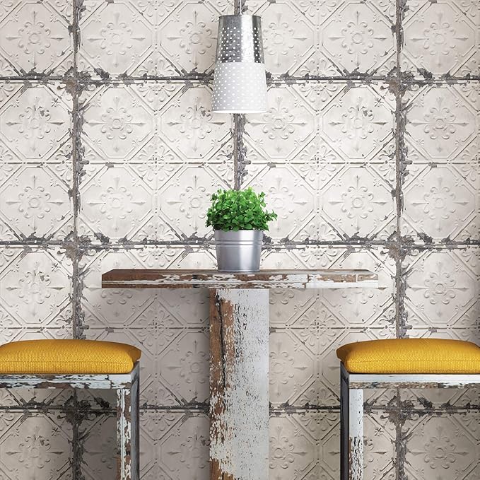 NuWallpaper Vintage Tin Tile Peel & Stick Wallpaper