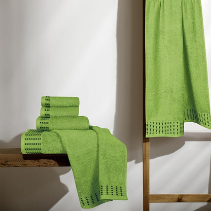 Ultra Soft 6 Pack Cotton Towel Set, Contains 2 Bath Towels 28x55 inch, 2 Hand Towels 16x24 inch & 2 Wash Cloths 12x12 inch, Ideal Everyday use, Compact & Lightweight - Kiwi Green