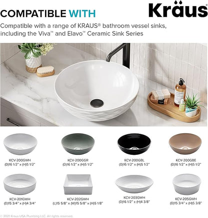 KRAUS Bathroom Sink Pop-Up Drain Assembly in Oil Rubbed Bronze for Vessel Sinks and Sinks without Overflow, with Extended Thread for Thicker Countertops,PU-L10ORB