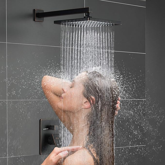 Gabrylly Rain Shower Head with handheld Shower System, Shower Faucet Set with High Pressure 10" Rain Shower head Set, 2 Way Shower Valve Kit, Oil Rubbed Bronze