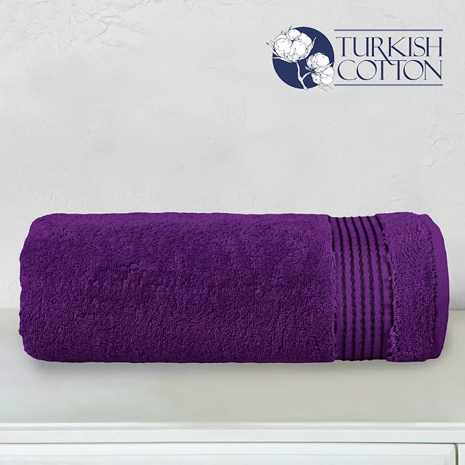 Elegant Comfort Premium Turkish Cotton 1 Piece Jumbo Bath Towel - 35 x 70 inch, Luxurious Hotel Spa Quality 100% Turkish Cotton Large Bath Towel - Highly Absorbent - Soft Bathroom Towel, Purple