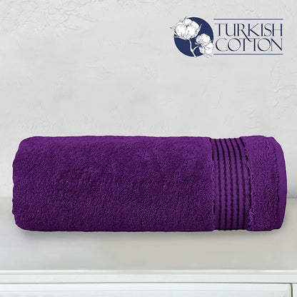 Elegant Comfort Premium Turkish Cotton 1 Piece Jumbo Bath Towel - 35 x 70 inch, Luxurious Hotel Spa Quality 100% Turkish Cotton Large Bath Towel - Highly Absorbent - Soft Bathroom Towel, Purple