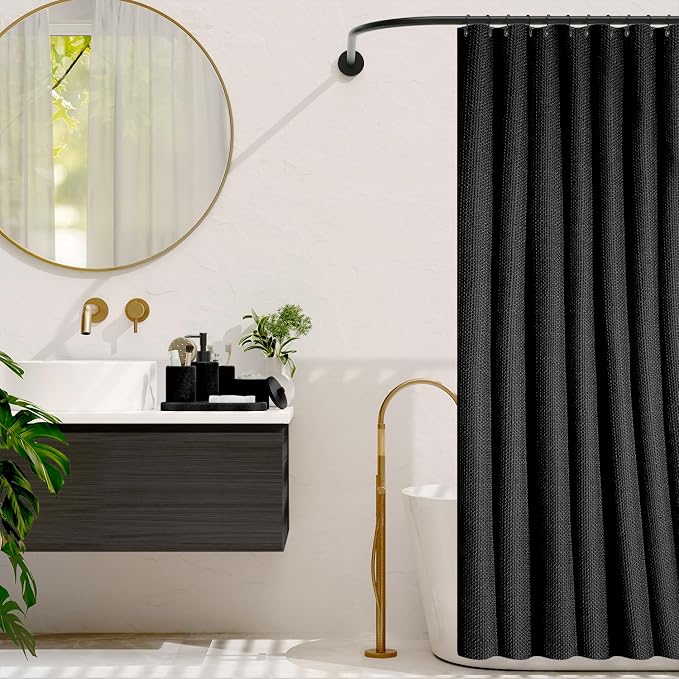 Clara Clark Bathroom Set - Black Bathroom Accessories Set, 24PC Bathroom Accessory Set, Bathroom Sets with Shower Curtain Set, Adhesive Corner Shower Caddy Hanging & Soap Dispenser