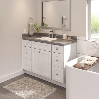 Furinno Shaker Two Drawer Stack Bath Vanity Cabinet Without Top, Ready to Assemble, 21 D x 48 W x 34.5 H, White
