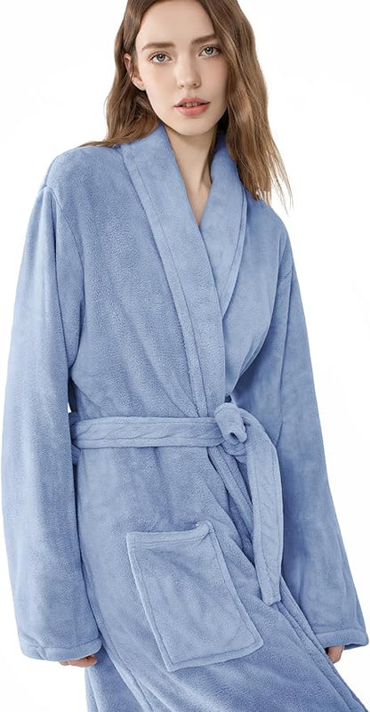 Soft Robe For Women，Warm Plush Bath Robes Female，Spa Towel After Shower Lightweight Long Bathrobe