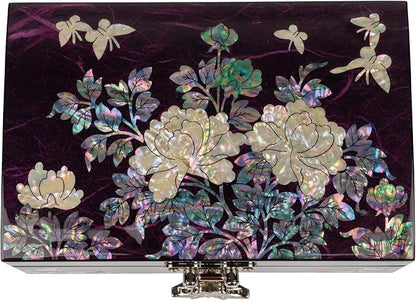 Mother of Pearl Wooden Jewelry Box - Decorative Vanity Display Case Antique Vintage Decor unique gifts for women Gifts for Girlfriend Daughter Mom Wife Sister Grandma