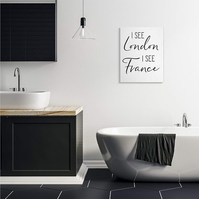 'I See London and France Saying Bathroom Humor'| Canvas Art | Stupell Industries | 24 x 30 Inches, Easy to Hang and Sturdy, Made in USA, by Lettered and Lined