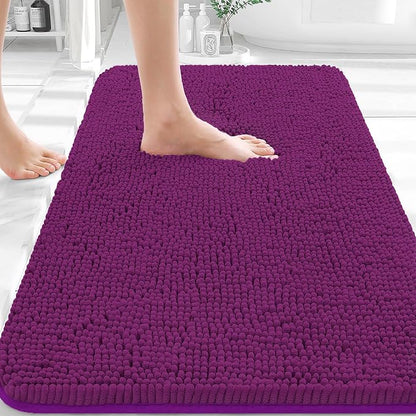 OLANLY Bathroom Rugs 30x20, Extra Soft Absorbent Chenille Bath Rugs | Purple, Quick-Drying Rubber Backing, Machine Washable Bath Mat for Bathroom Floor, Tub and Shower, Home Decor Accessories