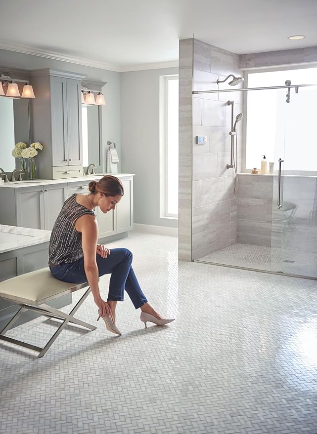 Moen Brushed Nickel Eco-Performance 4-Spray Pattern Handheld Showerhead with 69 Long Hose and 30-Inch Slide Bar, 3669EPBN