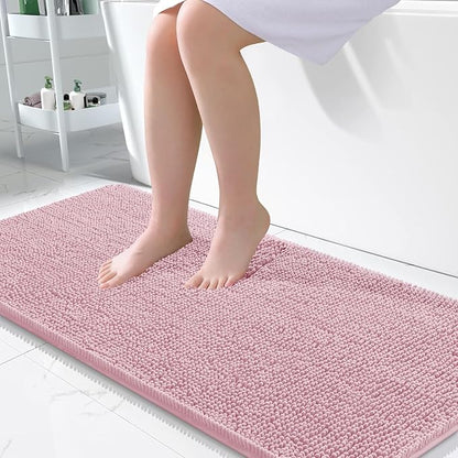 OLANLY Large Bathroom Rugs 50x30, Extra Soft Absorbent Chenille Bath Rugs | Dusty Rose, Quick-Drying Rubber Backing, Machine Washable Bath Mat for Bathroom Floor, Tub and Shower, Home Decor Accessories